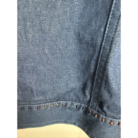 Alfred Dunner Womens Denim Vest 8 Embroidered Beaded Grandmacore - Picture 5 of 9
